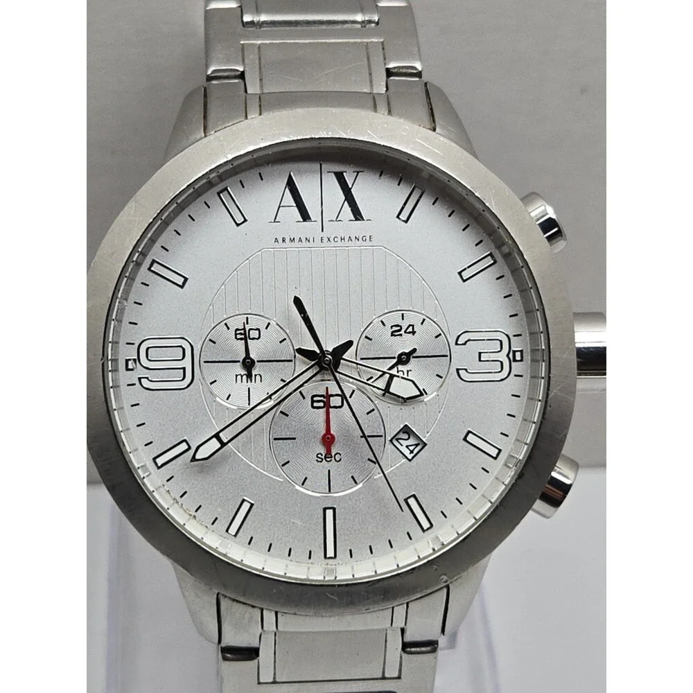 Armani Exchange Mens Chronograph 48mm Stainless Steel Date Watch New Battery